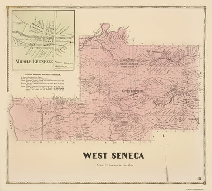 Historic City Map - West Seneca New York - Stone 1866 - 23 x 25.56 - Vintage Wall Art