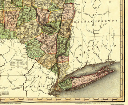 Historic State Map - New York - Tanner 1819 - 27.94 x 23 - Vintage Wall Art