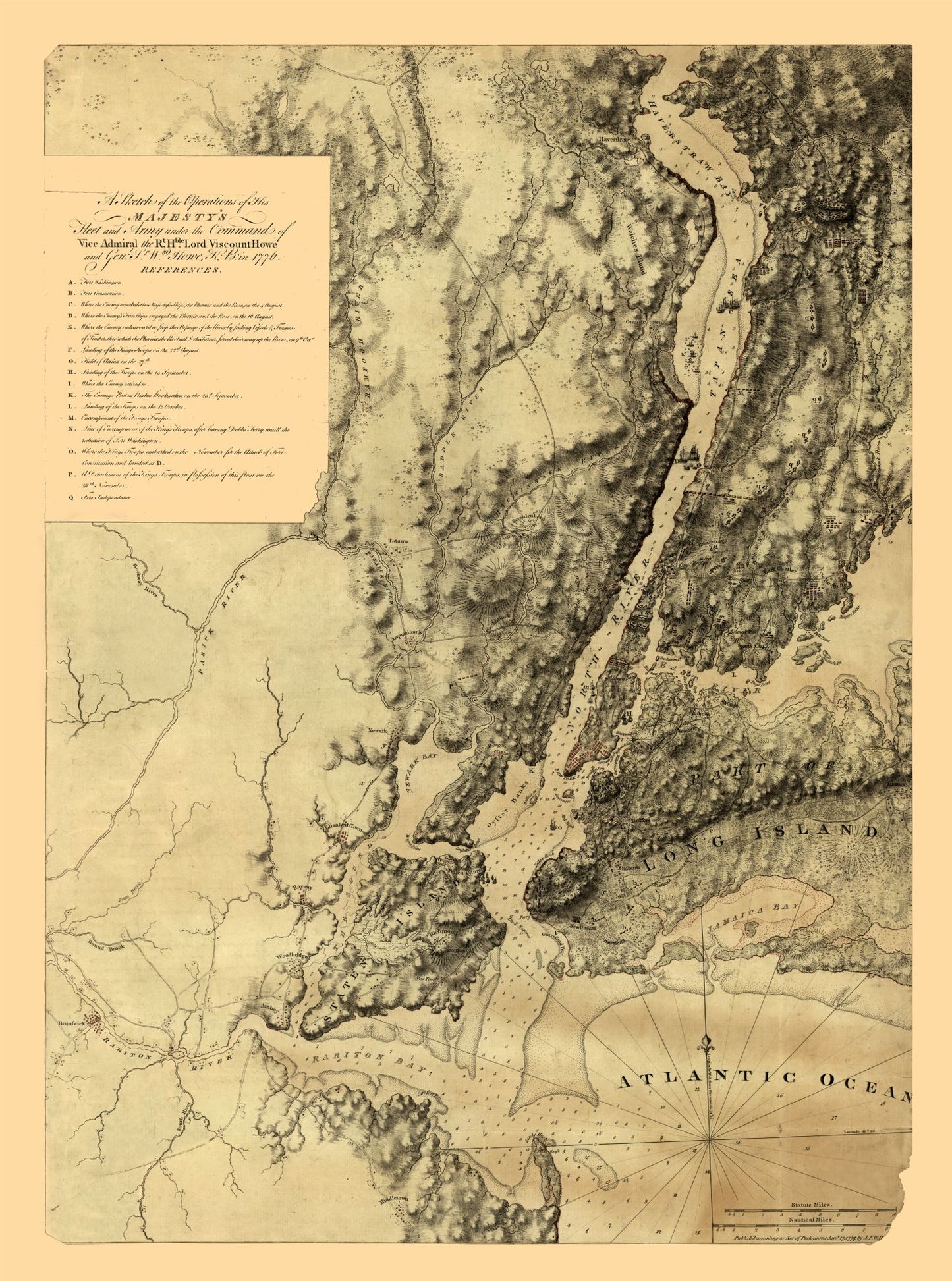 Historic State Map - New York - Howe 1776 - 23 x 30.96 - Vintage Wall Art