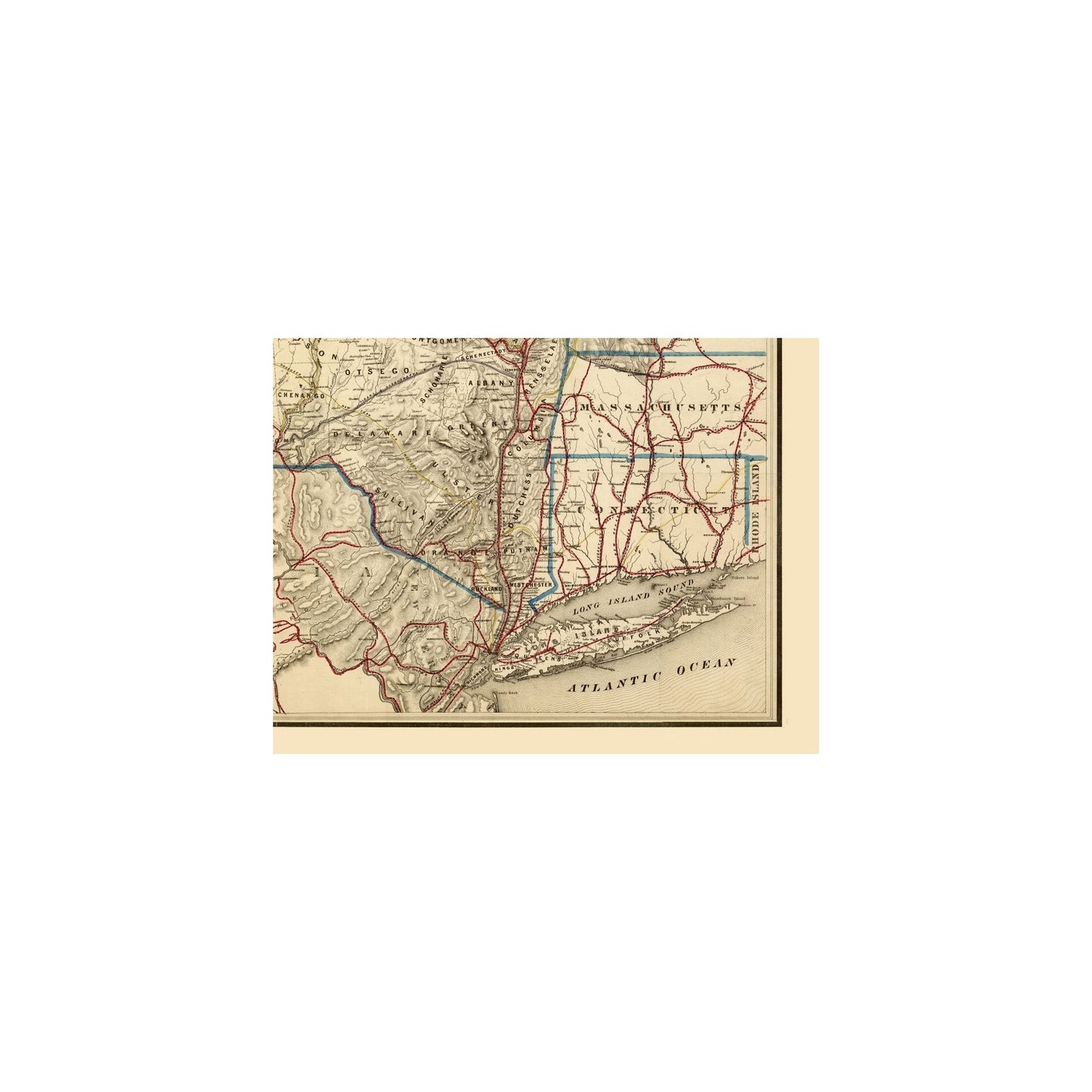 Railroad Map - New York Railroads - Seymour 1857 - 30.17 x 23 - Vintage Wall Art