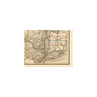 Railroad Map - New York Railroads - Seymour 1857 - 30.17 x 23 - Vintage Wall Art