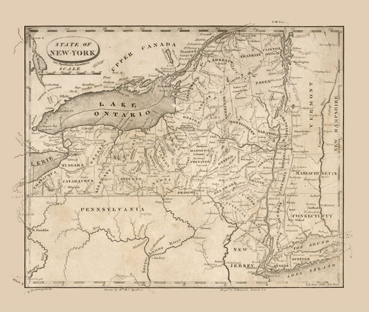 Historic State Map - New York - Spafford 1813 - 27.17 x 23 - Vintage Wall Art