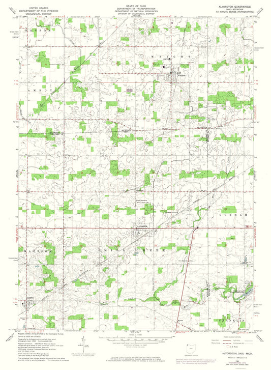 Topographical Map - Alvordton Ohio Quad - USGS 1961 - 23 x 31.36 - Vintage Wall Art