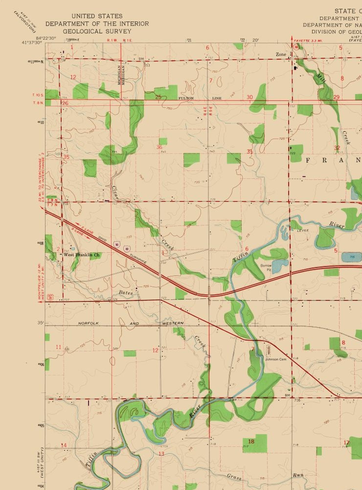 Topographical Map - Archbold Ohio Quad - USGS 1959 - 23 x 31.09 - Vintage Wall Art