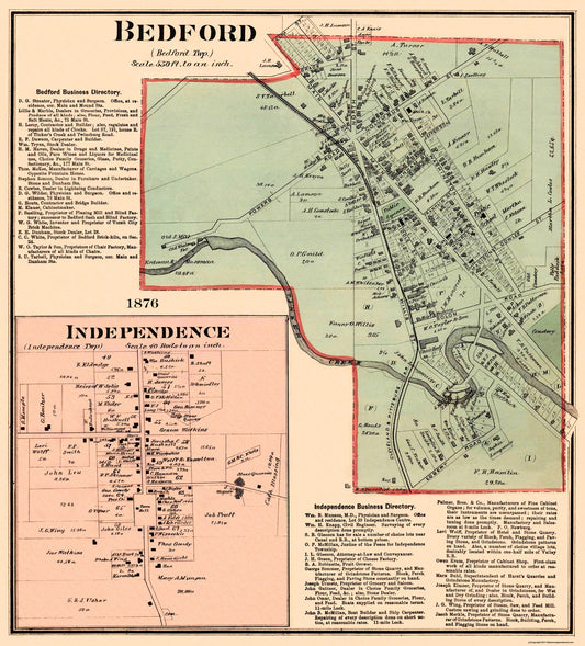 Historic City Map - Bedford Independence Ohio - Titus 1874 - 23 x 25.44 - Vintage Wall Art