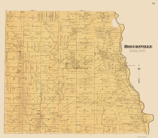 Historic City Map - Brecksville Ohio - Cram 1892 - 23 x 26.27 - Vintage Wall Art