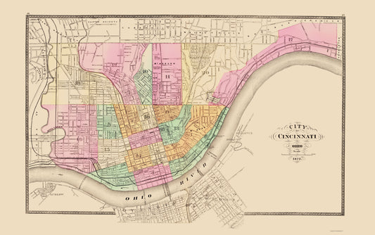 Historic City Map - Cincinnati Ohio - Stedman 1872 - 23 x 36.66 - Vintage Wall Art