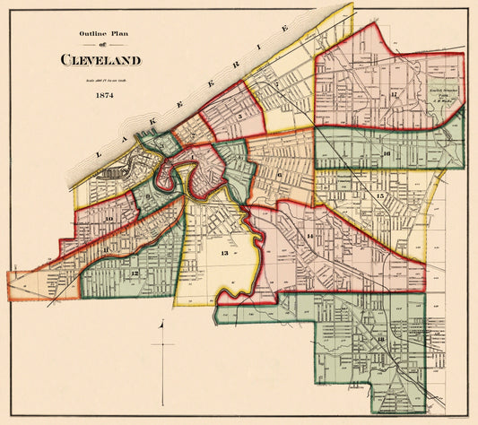 Historic City Map - Cleveland Ohio Index - Titus 1874 - 25.81 x 23 - Vintage Wall Art