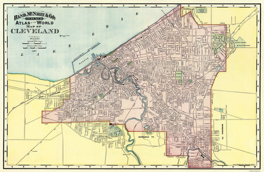 Historic City Map - Cleveland Ohio - Rand McNally 1897 - 35.19 x 23 - Vintage Wall Art