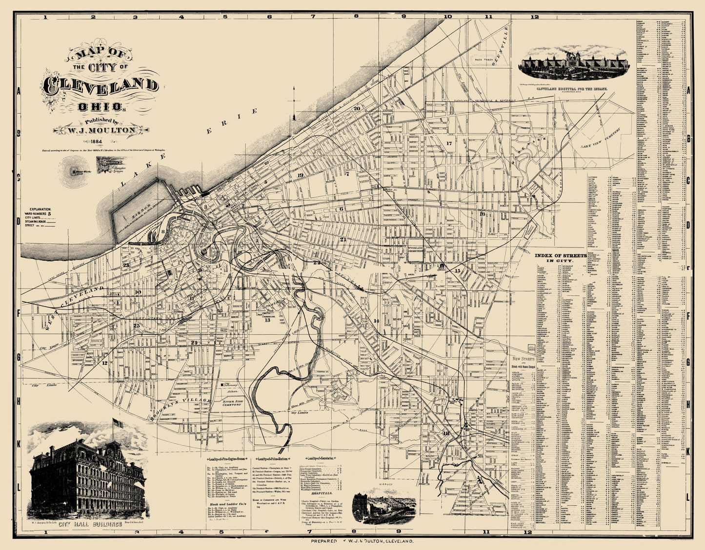 Historic City Map - Cleveland Ohio - Morgan 1884 - 23 x 29.43 - Vintage Wall Art