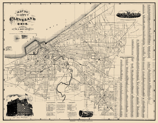 Historic City Map - Cleveland Ohio - Morgan 1884 - 23 x 29.43 - Vintage Wall Art