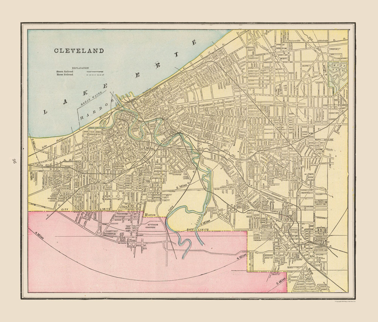 Historic City Map - Cleveland Ohio - Cram 1892 - 26.97 x 23 - Vintage Wall Art