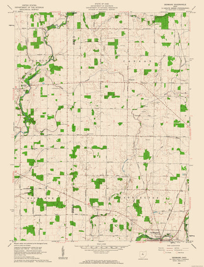 Topographical Map - Denmark Ohio Quad - USGS 1961 - 23 x 30.14 - Vintage Wall Art