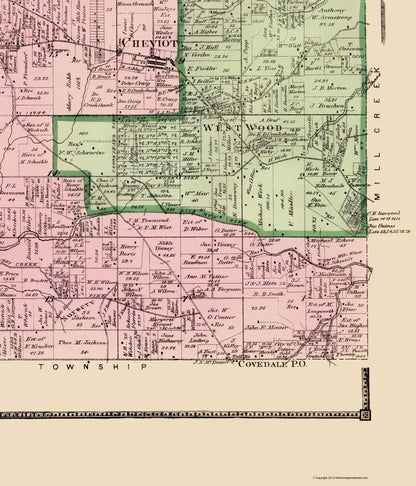 Historic City Map - Green Ohio - Titus 1869 - 23 x 26.87 - Vintage Wall Art