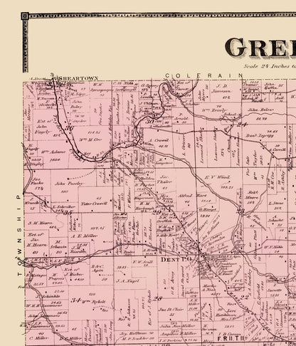 Historic City Map - Green Ohio - Titus 1869 - 23 x 26.87 - Vintage Wall Art