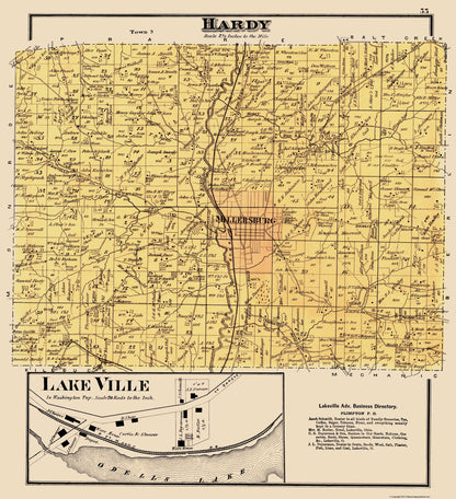 Historic City Map - Hardy Ohio - Cring 1875 - 23 x 25.21 - Vintage Wall Art