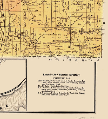 Historic City Map - Hardy Ohio - Cring 1875 - 23 x 25.21 - Vintage Wall Art