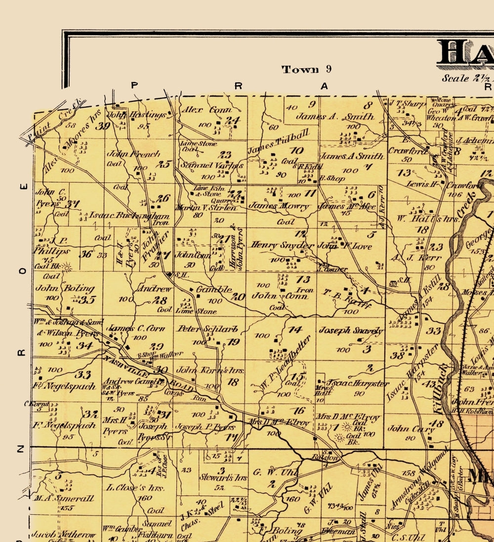 Historic City Map - Hardy Ohio - Cring 1875 - 23 x 25.21 - Vintage Wall Art