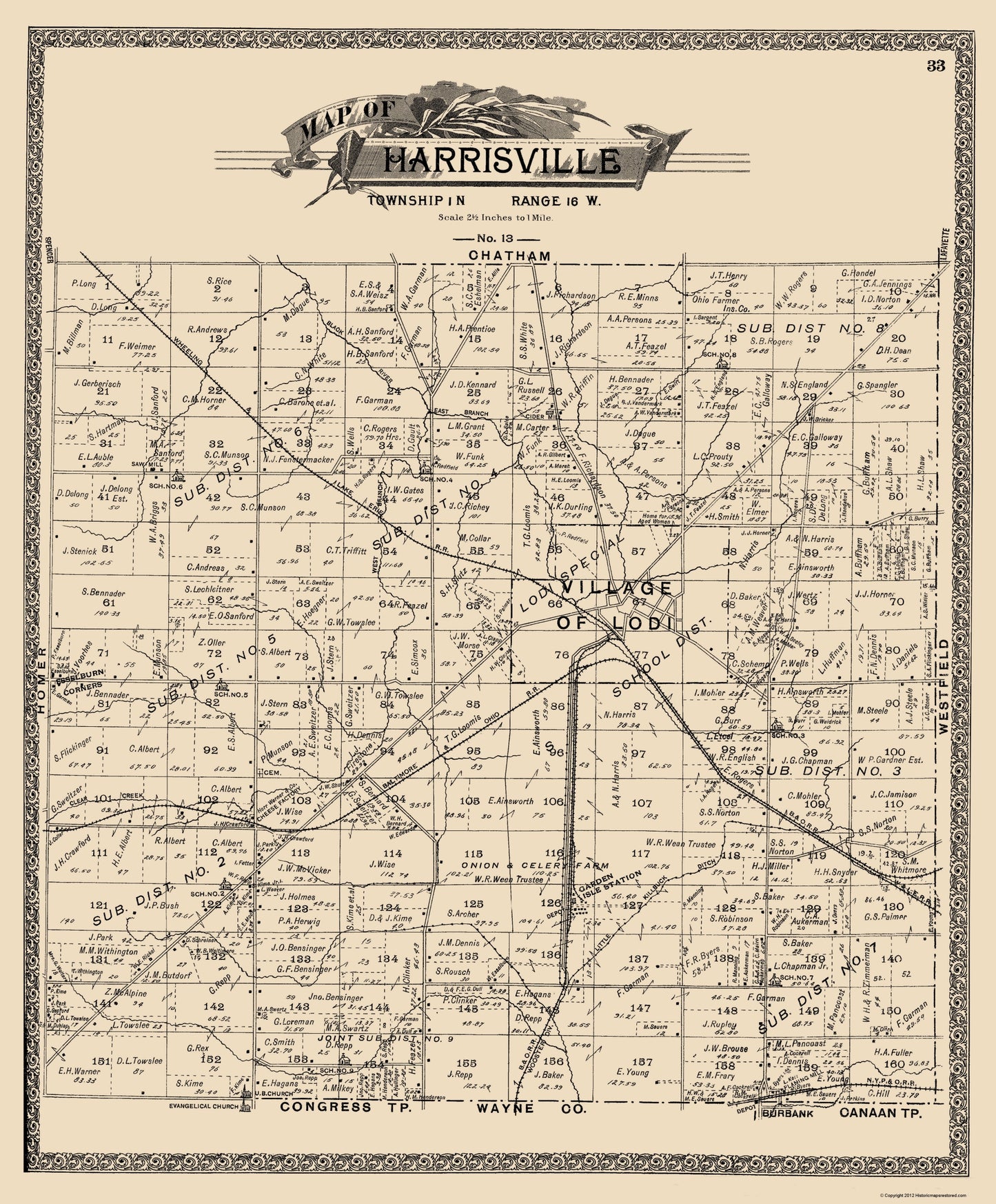 Historic City Map - Harrisville Ohio - American Atlas 1897 - 23 x 27.79 - Vintage Wall Art