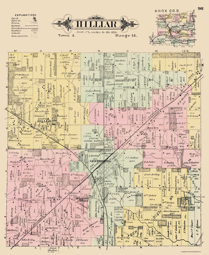 Historic City Map - Hilliar Ohio - Caldwell 1896 - 23 x 28.01 - Vintage Wall Art