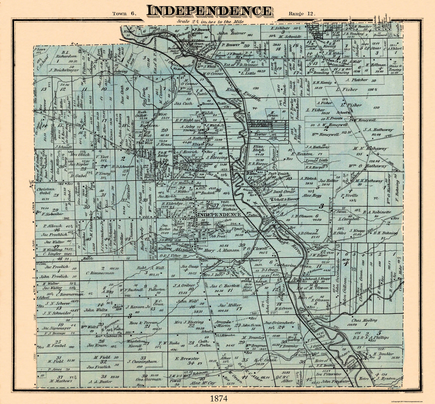 Historic City Map - Independence Ohio - Titus 1874 - 24.81 x 23 - Vintage Wall Art