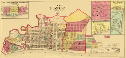 Historic City Map - Ironton Ohio - Aschbach 1877 - 49.63 x 23 - Vintage Wall Art
