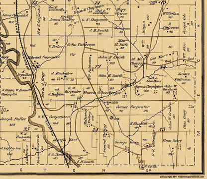 Historic City Map - Killbuck Ohio - Cring 1876 - 26.5 x 23 - Vintage Wall Art