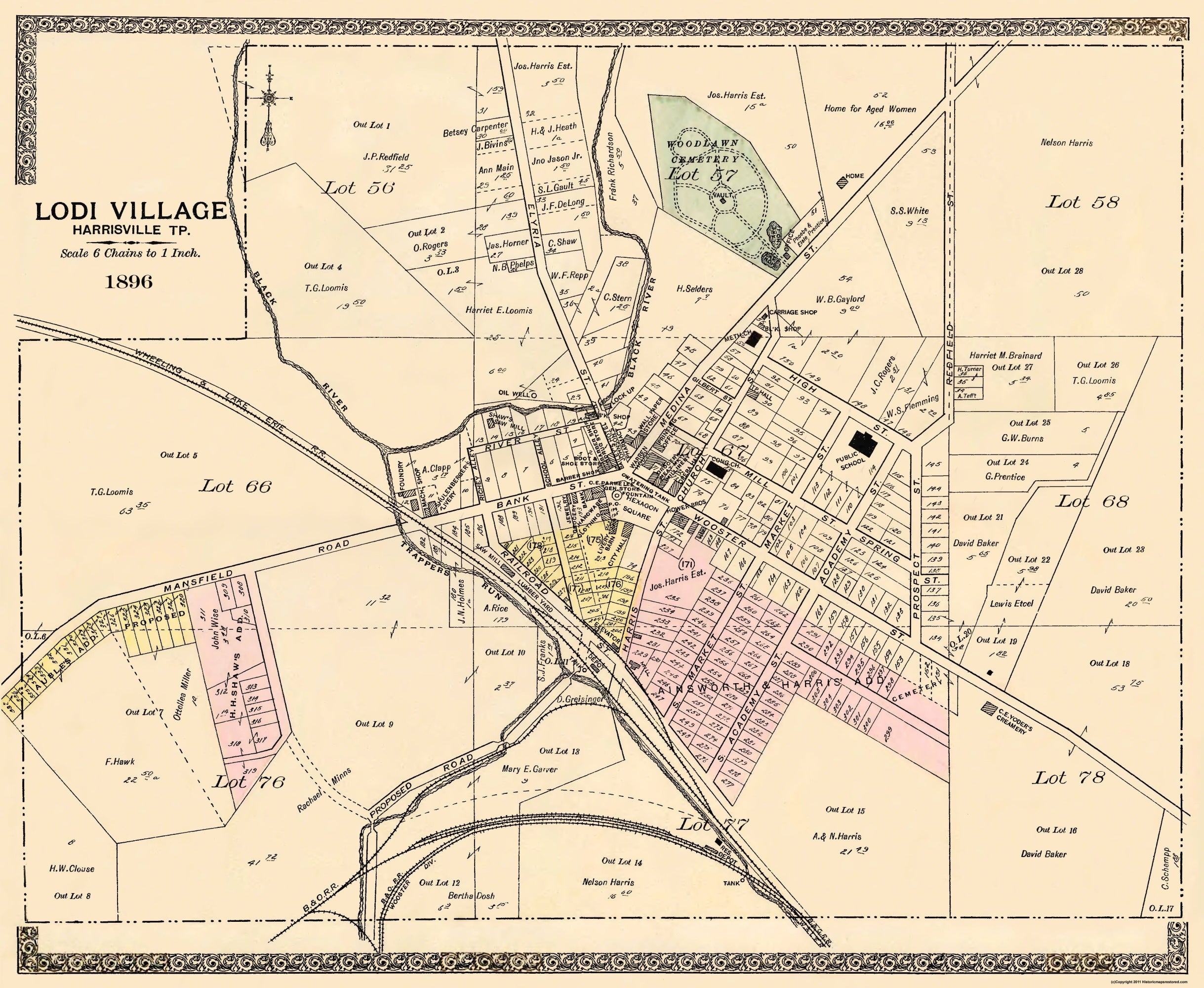 Historic City Map - Lodi Village Ohio - American Atlas 1896 - 28.06 x ...