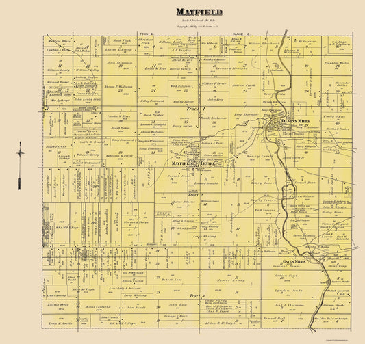 Historic City Map - Mayfield Ohio - Cram 1892 - 23 x 24.39 - Vintage Wall Art