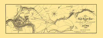 Railroad Map - Marietta and Cincinnati Railroad - Jenney 1860 - 23 x 61.94 - Vintage Wall Art