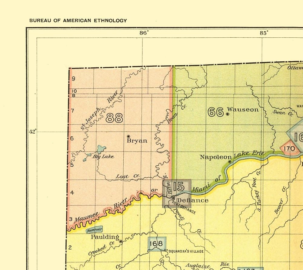 Historic State Map - Ohio - Detail - Hoen 1896 - 25.86 x 23 - Vintage Wall Art