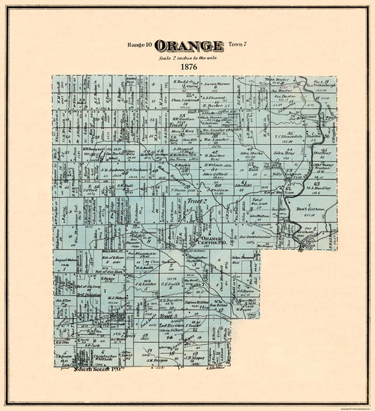 Historic City Map - Orange Ohio - Titus 1876 - 23 x 25.25 - Vintage Wall Art