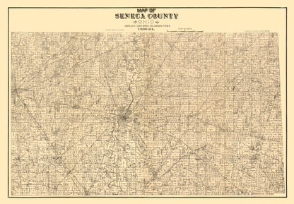 Historic County Map - Seneca County Ohio - Woods 1891 - 33.15 x 23 - Vintage Wall Art