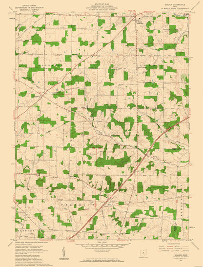 Topographical Map - Shauck Ohio Quad - USGS 1961 - 23 x 30.25 - Vintage Wall Art