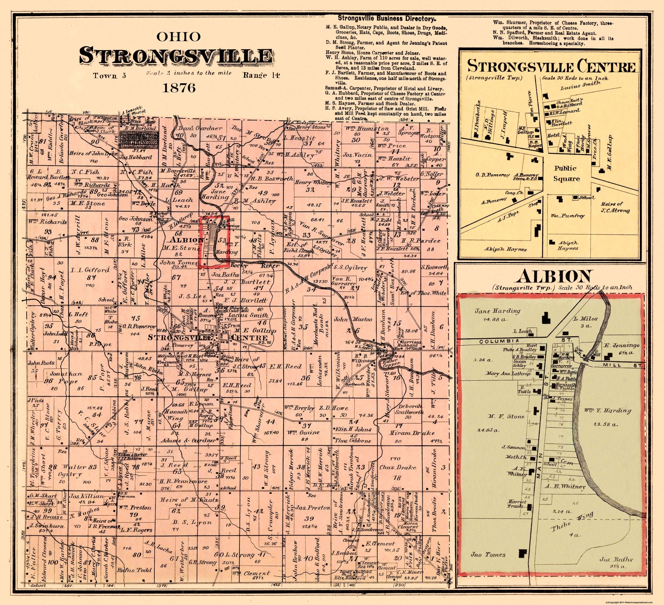 Historic City Map - Strongsville Ohio - Titus 1876 - 25.25 x 23 - Vint ...