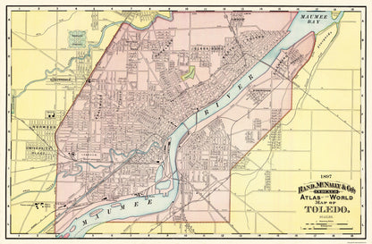 Historic City Map - Toledo Ohio - Rand McNally 1897 - 35.13 x 23 - Vintage Wall Art