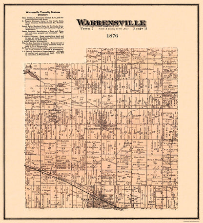 Historic City Map - Warrensville Ohio - Titus 1876 - 23 x 25.25 - Vintage Wall Art