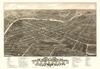 Historic Panoramic View - Youngstown Ohio - Stoner 1882 - 33.03 x 23 - Vintage Wall Art