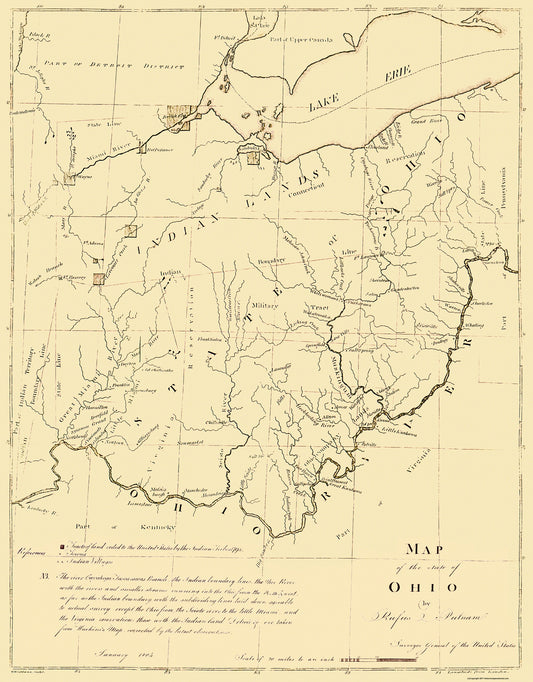 Historic State Map - Ohio - Putnam 1804 - 23 x 29.44 - Vintage Wall Art