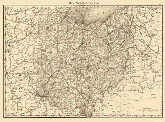 Historic State Map - Ohio - Rand McNally 1879 - 31 x 23 - Vintage Wall Art