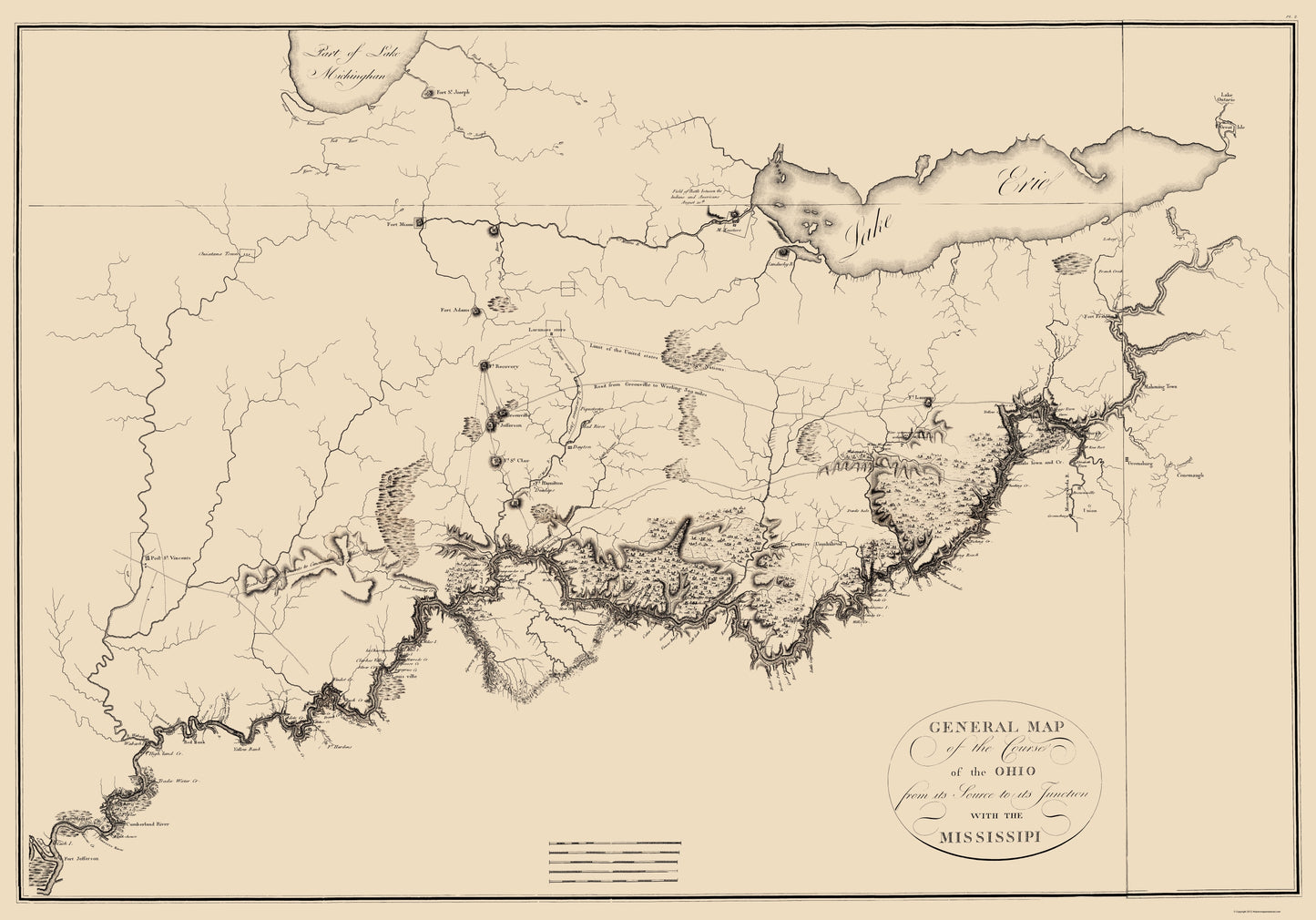 Historic Nautical Map - Ohio River - Collot 1796 - 23 x 32.91 - Vintage Wall Art