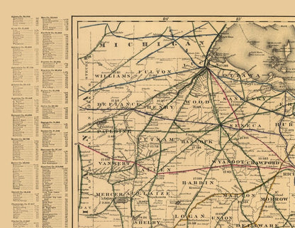 Historic State Map - Ohio - Sabine 1882 - 29.77 x 23 - Vintage Wall Art