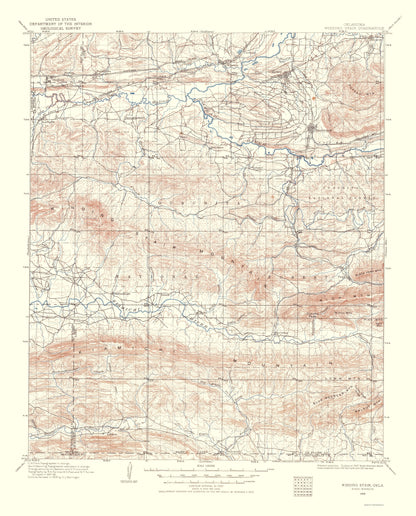 Topographical Map - Winding Stair Oklahoma Quad - USGS 1960 - 23 x 28.51 - Vintage Wall Art