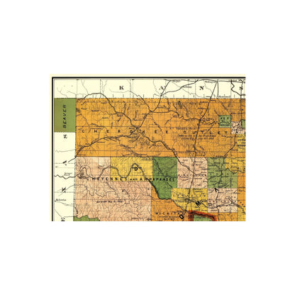 Historic State Map - Oklahoma Indian Territory - Rand McNally 1892 - 23 x 30.59 - Vintage Wall Art