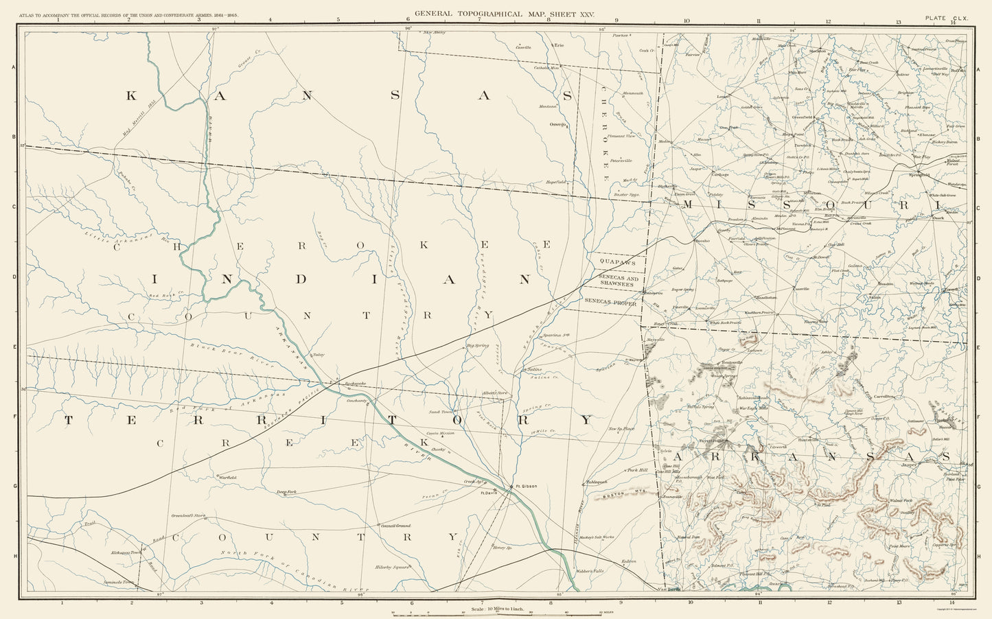 Historic State Map - Oklahoma Indian Territory - Bien 1891 - 23 x 36 - Vintage Wall Art