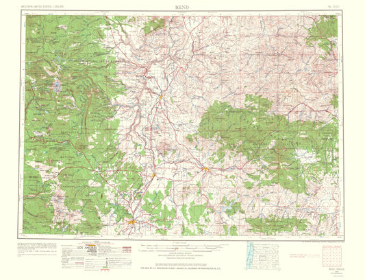 Topographical Map - Bend Oregon Quad - USGS 1964 - 23 x 30.02 - Vintage Wall Art