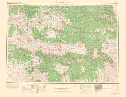 Topographical Map - Canyon City Oregon Quad - USGS 1966 - 23 x 29.95 - Vintage Wall Art