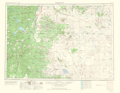 Topographical Map - Crescent Oregon Quad - USGS 1966 - 23 x 29.94 - Vintage Wall Art