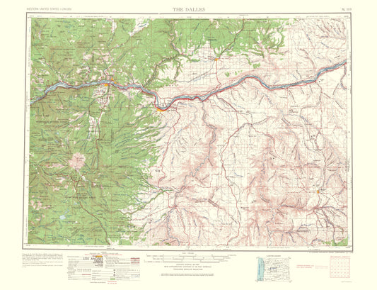 Topographical Map - Dalles Oregon Quad - USGS 1965 - 23 x 30.00 - Vintage Wall Art