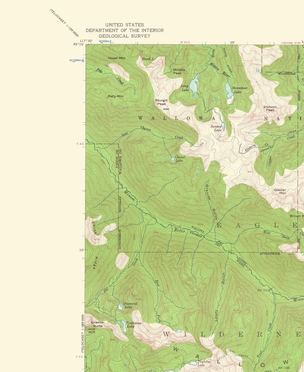 Topographical Map - Eagle Cap Oregon Quad - USGS 1961 - 23 x 28.17 - Vintage Wall Art